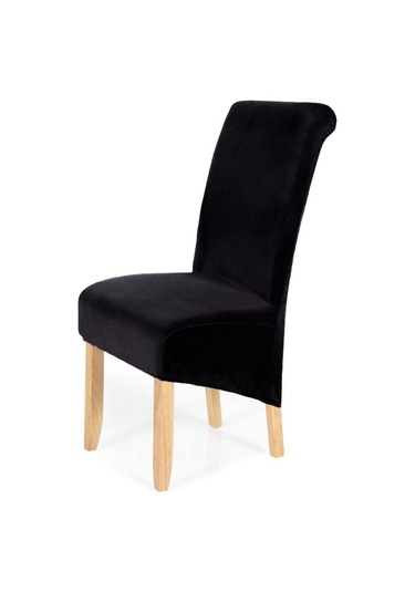 Jms Siyah Streç Kadife Çıkarılabilir Yıkanabilir Büyük Yumuşak Yemek Sandalyesi Slipcovers Kapakları