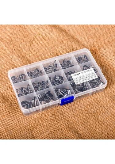 Mufunye Lixada 75 Adet/kutu 15 Boyut Teleskopik Olta Kamışı Kılavuz Ucu Tamir Takımı Olta Dıy Göz Halkaları Olta Kamışı Kılavuzu Olta Takımı