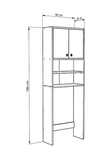 Dekorfim DF03103B Çamaşır Makinesi Üstü Düzenleyici Dolap