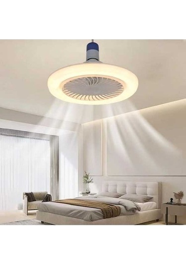 Maoyaya E27 Fan Işığı - Sessiz Tavan Fanı, 3 Renkli Karartma Aydınlatması Beyaz