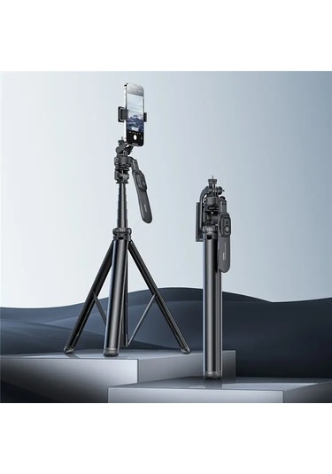 Cbtx Yesıdo Sf17 Çok Fonksiyonlu Geri Çekilebilir Metal Tripod Stand Selfie Stick Cep Telefonları Kamerası Siyah