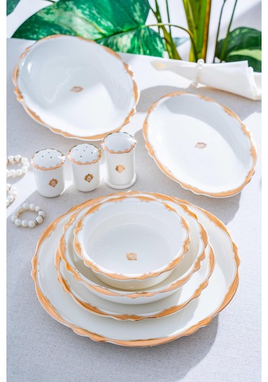 Caroline 12 Kişilik 58 Parça Porselen Yemek Takımı Beyaz