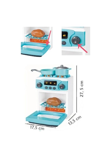 Pilli Işıklı Sesli Evcilik Mutfak Çocuk Eğitici Oyuncak Fırın Seti Full Fonksiyon