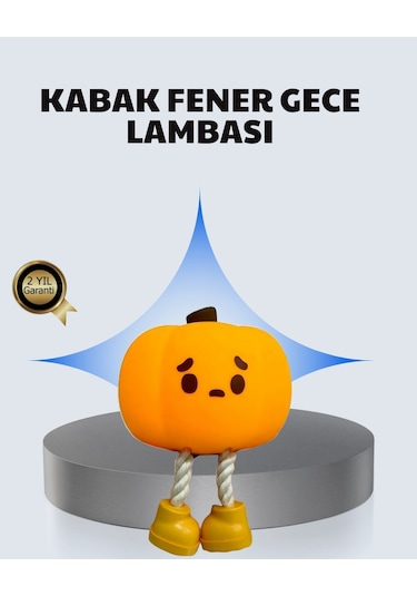 Pumpkin Led Gece Lambası Üç Kademeli Işık Ayarlı Sarı