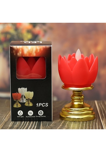 Led Elektronik Mum Lotus Lambası Dekoratif Işıklar Kırmızı Pembe Siyah