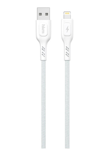 Knit 2A Çıkış Usb-A To Lightning Şarj Ve Data Aktarım Kablosu Örgü Tasarım 1 Metre Beyaz