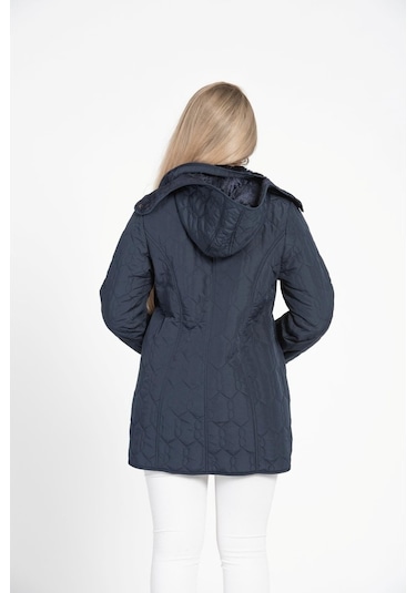 Vetre Kadın Kapitone Mont (75 Cm) Lacivert Büyük Beden 1014 Çok Renkli