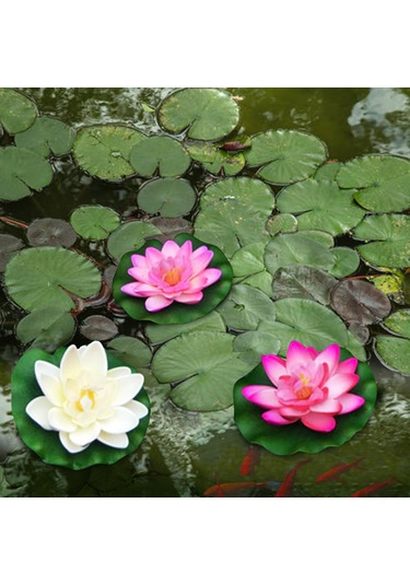 Fosenze 10cm Pembe Simülasyon Lotus Çiçeği - Akvaryum Havuz Göl Dekorasyonu - Su Üstünde Yüzen Sahte Lotus - Dayanıklı Eva Malzeme