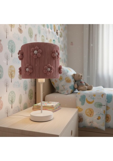 Elizim Home Lighting Makrome Papatyalı Abajur Pembe