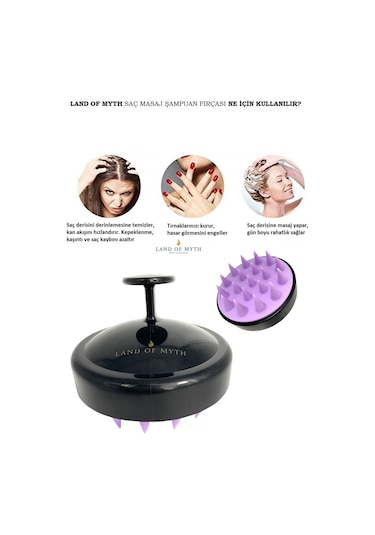 Land Of Myth Yumuşak Dişli Saç Derisi Masaj Şampuan Fırçası-SİYAH