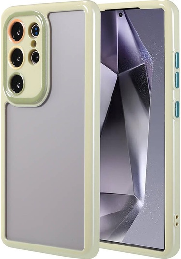 Ardemix Galaxy Uyumlu S24 Ultra Kılıf Kamera Korumalı Renkli Kenar Ve Çerçeve Tasarımlı Vit Yeşil