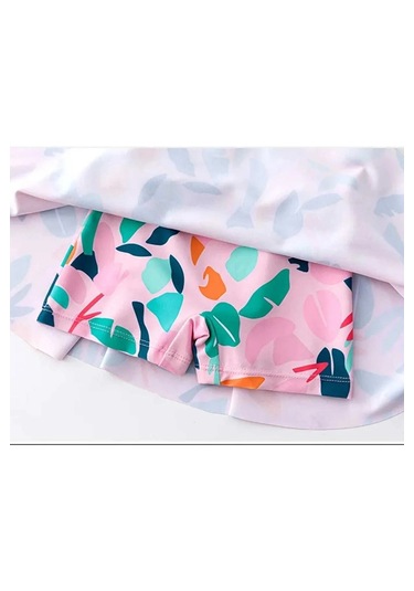 Kız Çocuk Etekli Şortlu Pembe Mor Renkli Önü Fermuarlı Mayo. Pembe