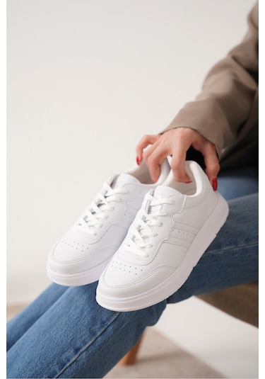 Daxors D163 Günlük Ortopedik Kadın Sneaker Spor Ayakkabı Beyaz