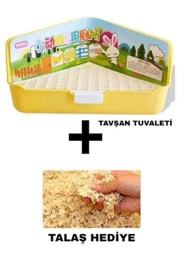 Tavşan Tuvaleti Üçgen Büyük 36 x 22.5 x 18 CM + Talaş