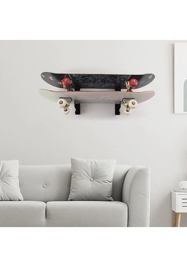 Yx018 1 Çift Dört Tekerlekli Kaykay Duvara Montaj Braketi Siyah