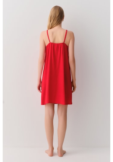 Suwen Amour Kısa Gecelik Sh26101613082 Kırmızı