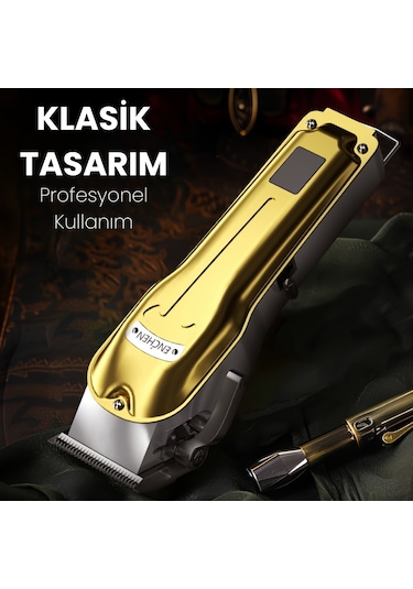 Enchen Boost 3 Gold Ayarlanabilir Başlıklı Dijital Göstergeli Şarjlı Profesyonel Saç Kesim Makinesi