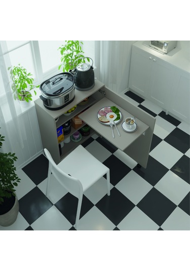 Asra Trend Mutfak Fonksiyonel Kiler Dolabı +katlanır Masa Kül Gri