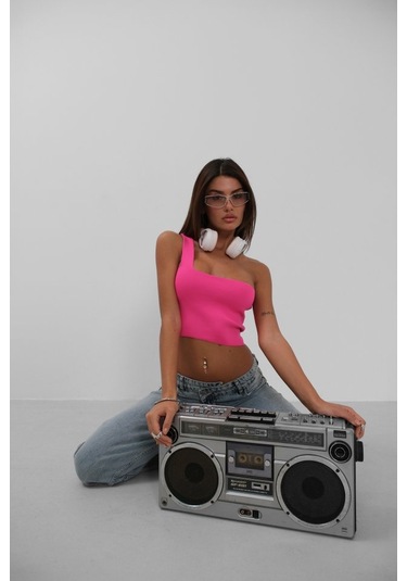 Tek Omuz Crop Bluz Karışık