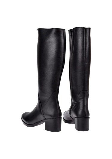 Pullman Hakiki Deri Alçak Topuk Kadın Çizme Sk-92900 Siyah-siyah Siyah