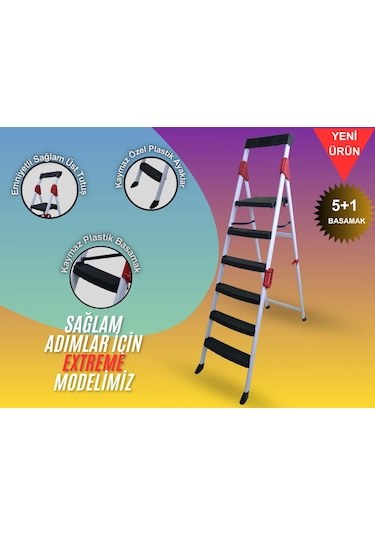 Homtiva 5+1 Extreme Merdiven Antrasit-kırmızı