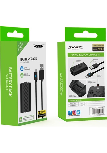 Dobe Xbox Series S-X Gamepad Batarya Şarj Kablosu Set