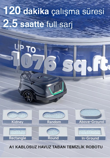 Wybot A1 Kablosuz Havuz Taban Temizlik Robotu 100m2