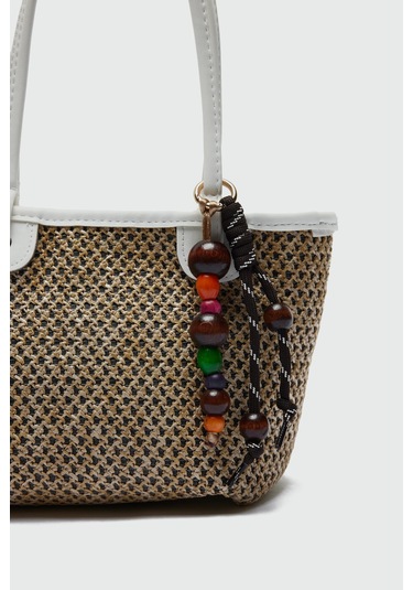 Roen Hasır Omuz Çantası Beyaz Beyaz