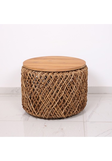 Abaka Sehpa Teak Üst Tablalı 60 X45 Cm Kahverengi