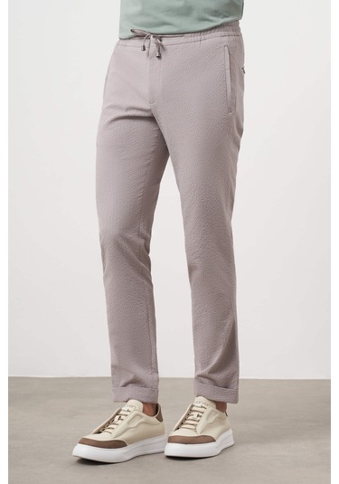 Morven Erkek Taş Polyester İpli Jogger Slim Fit Pantolon Taş