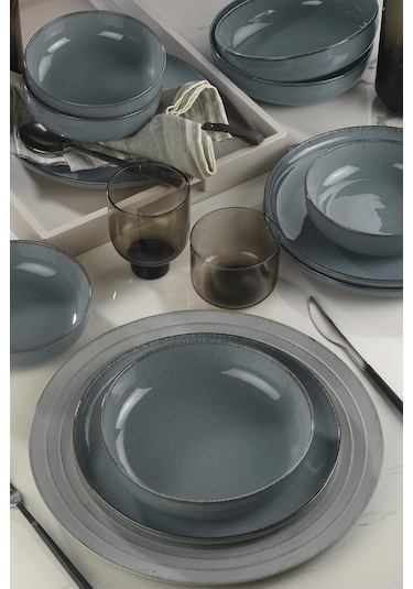 Kütahya Porselen Moderna 12 Parça 4 Kişilik Yemek Takımı Mavi