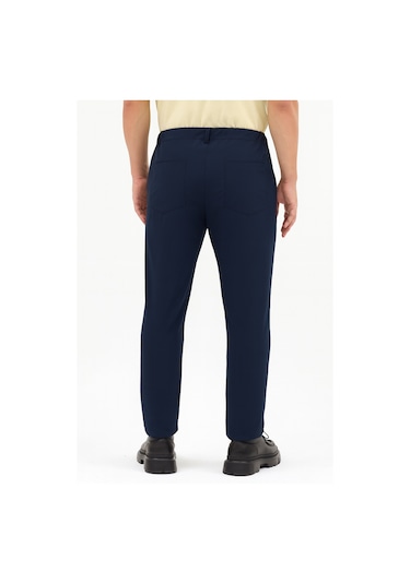 Goffra Erkek Streç Kumaş Relaxed Beli Lastikli Pantolon Lacivert