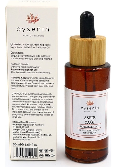 Aysenin Aspir Tohumu Yağı / Safflower Seed Oil 250 ML.