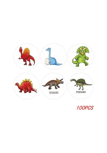 100-500 Adet 1 ''yuvarlak Dinozor Çıkartmalar Çocuklar İçin Öğretmen Ödül Çıkartmalar Okul Malzemeleri Hayvan Teşvik Rulo Etiket Ev İçin Whıte