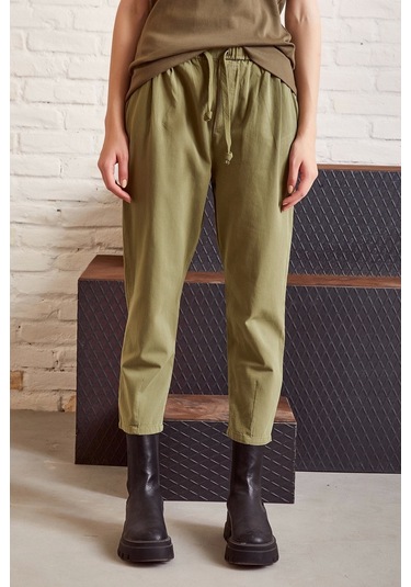 Beli İpli Salaş Gabardin Pantolon Haki