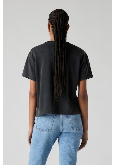 Vintage Sport Script Pirat Siyah Kadın T-shirt-12950 Siyah