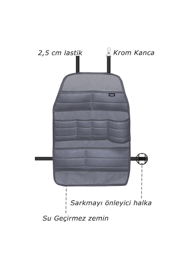 Bod Ecolux Serisi Taytüyü Araba Oto Koltuk Arkası Eşya Düzenleyici Araç İçi Organizer Füme