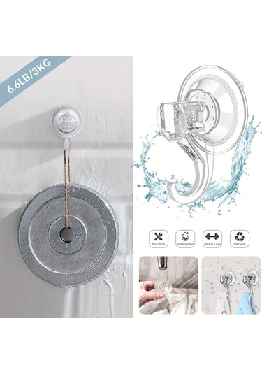 Novahub 2/4/6 Paket Ağır Hizmet 3kg Vakum Vantuz Kancaları - Banyo, Mutfak, Pencere, Çantalar, Montlar, Kapaklar, Havlu İçin Askı 57492288 Şeffaf