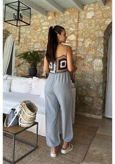 Jasmin Süzüneli Keten Tulum 1280-08 Gri