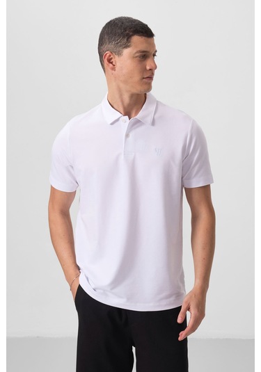 Tommy Life Beyaz Basic Göğüs Logolu Standart Kalıp Triko Polo Yaka Erkek T-shirt - 87768 Beyaz