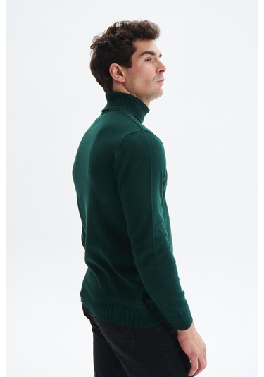 Arma Erkek Slim Fit Likralı Akrilik Kumaş Boğazlı Yaka Triko Kazak K0kro0862 Yeşil