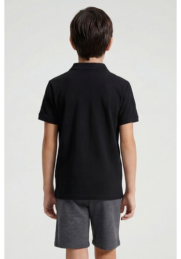 Tommy Life Siyah Polo Yaka Standart Fit Basic Unisex T-shirt - 11330