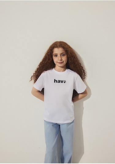 Mavi - Hav Baskılı Beyaz Çocuk Tişört 6610350-620 Beyaz