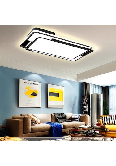 Işık Dikdörtgeni Tavan Lambası Modern Led Aydınlatma Siyah