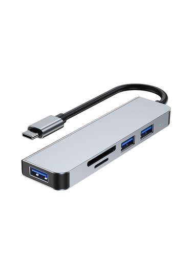 Maiyame Usb-c Çok Fonksiyonlu Hub 5-in-1: Usb3.0 + 2xusb2.0 + Tf + Sd Kart Okuyucu, 5gbps Hızlı Aktarım, Uzay Gri Model 2103t