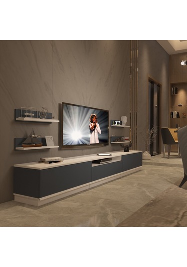 Decoraktiv Trendstyle 270rs Mdf Tv Ünitesi Tv Sehpası Beyaz - Antrasit