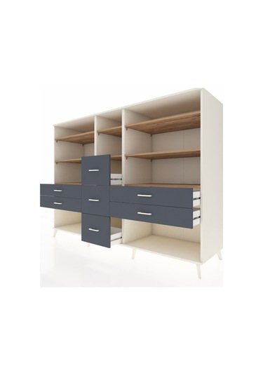 Kronos Dolap 8 Raflı 7 Çekmeceli 220x59x163 Aytaşı-çam/antrasit Aytaşı-çam/antrasit