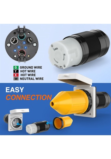 Xurunkeji 50amp Rv Güç Kablosu Büküm Kilitli Fiş, Önyükleme Kilitli Kapak, 125/250v Dişi Kilitli Kıyı Değiştirme Girişi