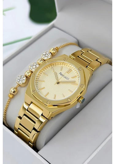 Ferrucci Çelik Kordon Çelik Kasa Kadın Kol Saati, 3 Atm Su Geçirmez Gold Zmfer192 Çok Renkli