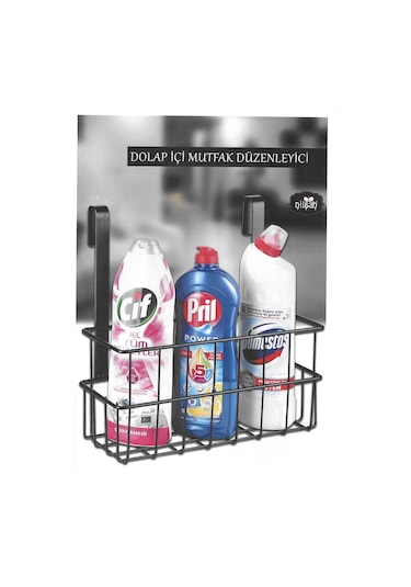 Nilşah Askılı Dolap İçi Tek Katlı Banyo & Mutfak Rafı Düzenleyici Siyah